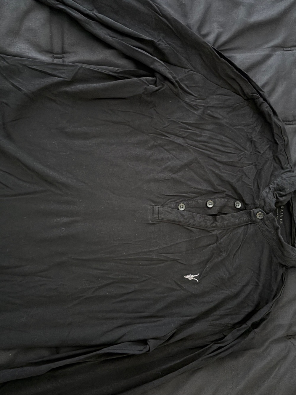 All Saints Black Button-Front Lightweight Shirt Jacket